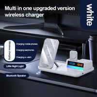 Chargeur sans fil 3 en 1 de haute qualité 15W, charge super rapide, double haut-parleur 360°, lumière réglable, support de bureau