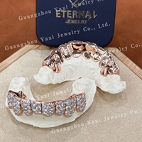 Grillz personnalisés en usine, unisexe, style Hip Hop, en argent sterling 925 plaqué or rose, avec micro-incrustations de moissanite laboratoire en forme de nid d'abeille