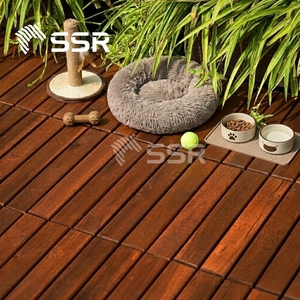 Baldosas de Madera de Acacia Marrón de 9 Listones, Baldosas de Exterior Encajables, Baldosas Compuestas Económicas, Autoinstalables - Product Image 3