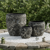 Vente en gros d'usine : Pots de fleurs rustiques vintage en fibro-ciment, durables et légers, avec trou de drainage pour la maison et le jardin