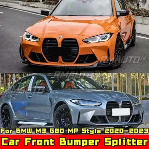 สปลิตเตอร์กันชนหน้า M3 G80 สีดำเงา สไตล์ MP ชุดแต่งสปอยเลอร์กันชนหน้า สำหรับ BMW M3 G80 ปี 2020-2023 อุปกรณ์ตกแต่งรถยนต์ - Product Image 2