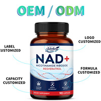 Capsules NAD à Marque Blanche OEM avec Trans-Resvératrol, Quercétine et Rhodiola pour l'Énergie Cellulaire, l'Âge Sain et le Bien-être Cardiaque