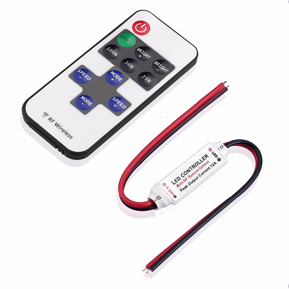 Миниатюрный пульт дистанционного управления/регулятор яркости для одноцветной светодиодной ленты 2835 5050, 5-24 В постоянного тока, 11 клавиш