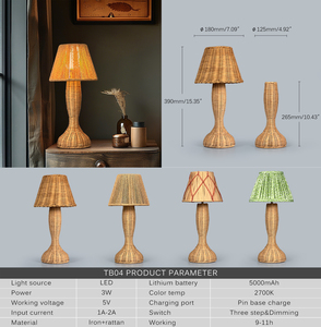 <span class=keywords><strong>Lampe</strong></span> de bureau en <span class=keywords><strong>rotin</strong></span> faite <span class=keywords><strong>à</strong></span> la main, <span class=keywords><strong>lampe</strong></span> de chevet vintage en <span class=keywords><strong>osier</strong></span> et bois avec ampoule E27 pour la décoration de la maison, du bureau ou du salon - Product Image 6