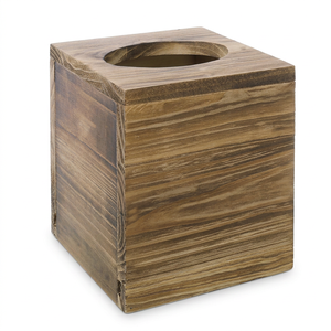 Caja de pañuelos cuadrada de madera marrón miel con acabado envejecido, estilo Zen asiático, de QUALCOSA INTERNATIONAL, con panel inferior deslizable duradero. - Product Image 6