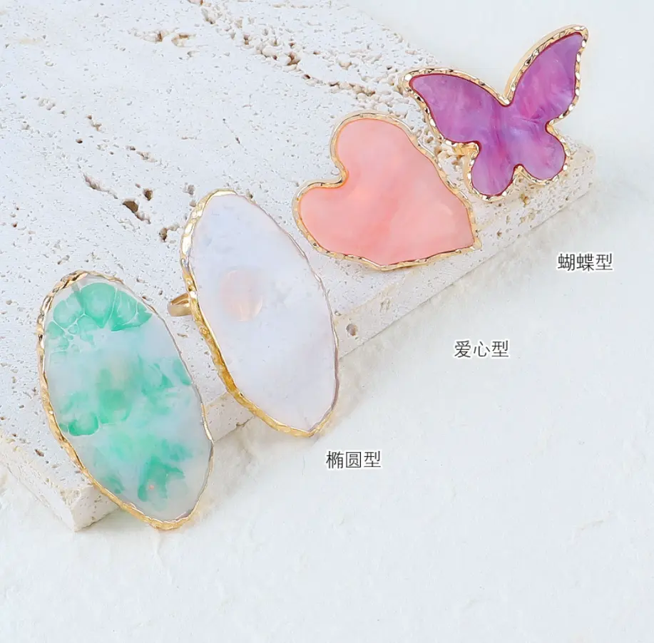 Nail Gradient amber Finger Ring Pigment Palette Crystal Resin Palette Nail Art Glue Palette Display Board Heart Butterfly Shape