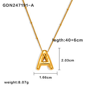 MS 2024 Venta caliente 18K chapado en oro de acero inoxidable Punk Chunky <span class=keywords><strong>Bubble</strong></span> Capital inicial letra colgante collar para fiesta - Product Image 6