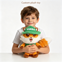 Peluche personnalisée renard mascotte OEM/ODM, jouet en peluche renard de marque personnalisée, peluche renard à motif imprimé, jouet doux renard