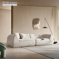 Canapé sectionnel sans armature 4 places en tissu beige style crème moderne, compressé sous vide, personnalisé OEM pour salon