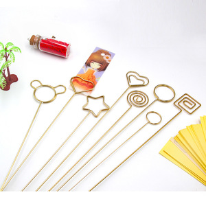 Bán Buôn Dây Kim Loại Hoa Chủ Thẻ Nơi Chủ Thẻ Clip Bó Hoa Memo DIY Kim Loại Tin Nhắn Chủ Thẻ Stick - Product Image 5