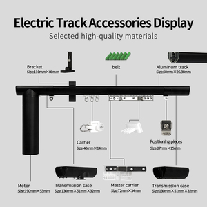 KYOK <b>Black</b> D-Shape Track & <b>Black</b> Motor Combo - Custom Length <b>Curtain</b> Rail System - Product Image 3