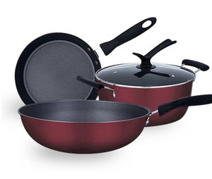 Set di Pentole Antiaderenti in Acciaio Inox a Tre Pezzi per Uso Domestico Compatibile con Fornelli a Gas e a Induzione Padella - Product Image 6