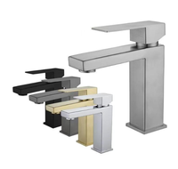 Robinet de salle de bain carré le plus vendu en acier inoxydable SUS304, mitigeur chaud/froid pour lavabo, usage résidentiel moderne