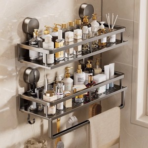 Suministro Exclusivo: Estante de Almacenamiento con Ventosa, Sin Necesidad de Perforación, para Lavabo de Baño - Product Image 2