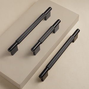 DOOROOM 4 Sizes Available Matte Black H59 Brass Cabinet <strong>Door</strong> Handles Knurled Drawer Pulls for Furniture - Product Image 4