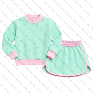 Set coordinato gonna e felpa girocollo patchwork personalizzabile per bambine in French Terry, collezione Autunno Inverno 2026 - Vendita all'ingrosso - Product Image 3