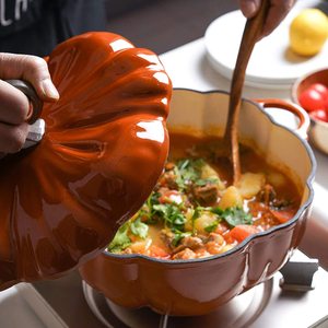 Olla de Cocina Tipo Cacerola, Horno Holandés de Hierro Fundido Esmaltado de 22/24 cm, Forma de Calabaza, <span class=keywords><strong>Cocotte</strong></span> para Cocina, Precio de Fábrica - Product Image 6