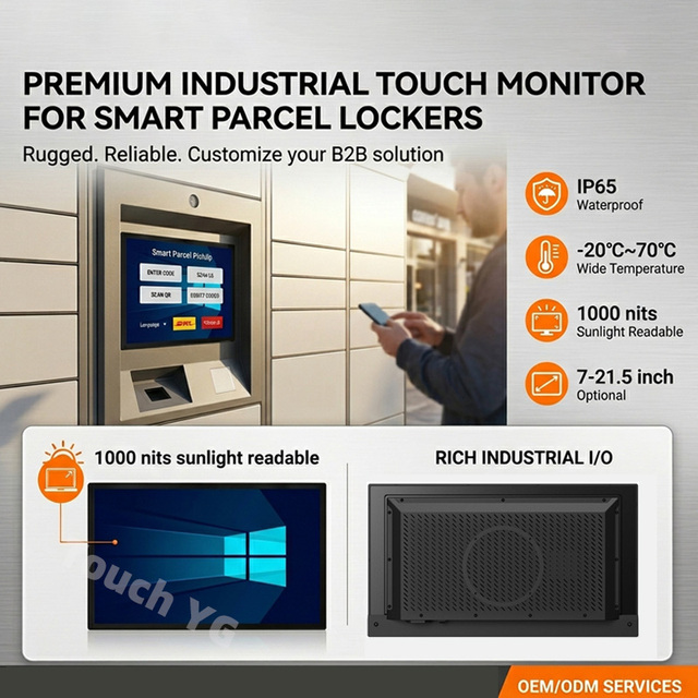 7-21.5 Inch Metal Case Industrial Open Frame Touch Screen Monitor for Smart Locker Kiosk New Condition
