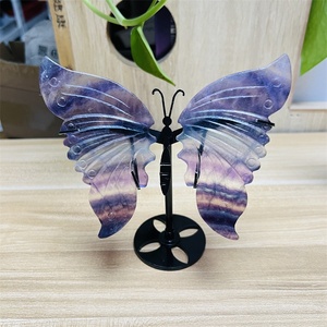 Wholesale Crystals Stones Crafts Natural Rainbow Fluorite Butterfly Wings for Gifts