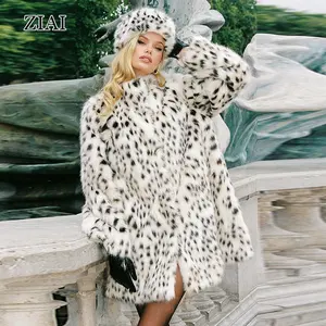 Wholesale Luxury Cropped Winter Natural Half Stand Collar Bobcat Pattern Eco-friendly Fur Jacket