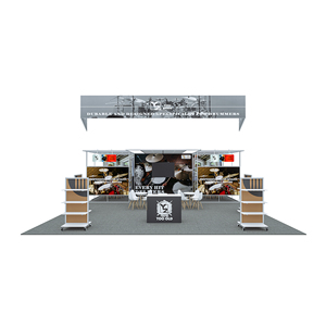 Stand en aluminium 30x30 pieds avec étagères et auvent, conception gratuite, sublimation par transfert thermique, pliable et portable pour salons professionnels - Product Image 1