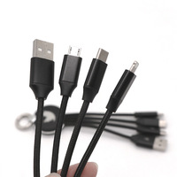 Llavero con logotipo luminoso personalizado Universal portátil Multi 3 en 1 USB tipo C Micro IOS Cable de cargador rápido para teléfonos celulares