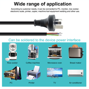 สายไฟ AU SAA ปลั๊ก 3 ขาแบบออสเตรเลีย ปลายสายเปลือย สำหรับอุปกรณ์ไฟฟ้า - Product Image 5