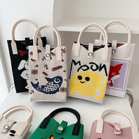 Sac à main portable en tricot de dessin animé mignon NicheDesign, mini sac à main pour téléphone portable, polyvalent, bandoulière, porte-monnaie, essentiel de voyage, sac fourre-tout