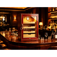 Humidor à cigares en bois grand format avec vitrine et serrure, présentoir de rangement, vente chaude