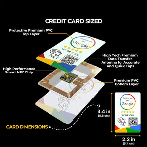 Carte de commentaires Google personnalisée avec logo imprimé en PVC, code NFC et QR, pour entreprises, avec évaluation 5 étoiles, fonction Tap Phone To Rate - Product Image 5