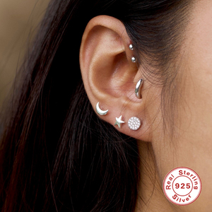 ROXI 2021 Bijoux minimalistes en argent sterling 925, boucles d'oreilles clous lune et étoile, style simple et mignon - Product Image 5