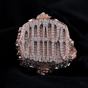 แหวนรูปมืออธิษฐานดอกกุหลาบ 3 มิติ ดีไซน์พิเศษสั่งทำได้ รุ่น Xs สีโรสโกลด์ เงินแท้ 925 ประดับเพชรโมอิสซาไนต์ พร้อมตัวอักษร  รับรองโดย GRA - Product Image 2