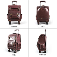 Vente flash Nouveau design Valise de voyage en cuir véritable 23 pouces Bagages à main
