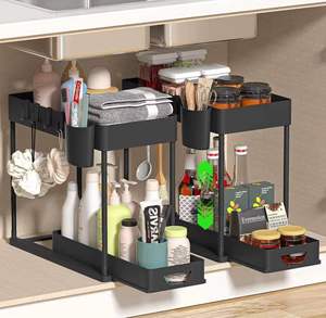 Organisateur de rangement sous l'évier écologique à 2 niveaux, tiroir, étagère, armoire, rangement sous l'évier, organisateur de cuisine - Product Image 2