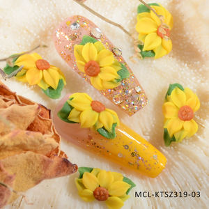 6 uds Kawai serie amarilla hecha a mano Nail Art 5D <span class=keywords><strong>girasol</strong></span> acrílico hecho a mano flor encantos 3D diseño <span class=keywords><strong>uñas</strong></span> acrílico flor - Product Image 3