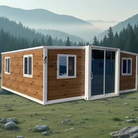 Maison préfabriquée modulaire extensible à double aile, cabane mobile de glamping pour hôtel de villégiature
