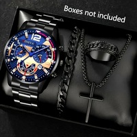 Coffret Cadeau Montre Homme Quartz Analogique d'Affaires Haut de Gamme avec Date et Bracelet