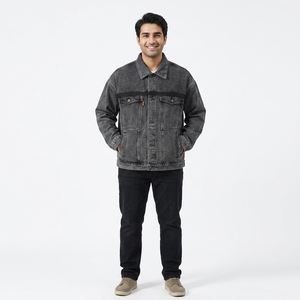 Veste en jean surdimensionnée personnalisée pour hommes Veste en jean délavé vintage boutonnée pour veste décontractée - Product Image 1