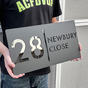 OEM moderne noir métal maison numéros <span class=keywords><strong>de</strong></span> <span class=keywords><strong>porte</strong></span> en acier inoxydable plaque <span class=keywords><strong>de</strong></span> signalisation numéros lumineux numéros d'adresse pour maisons noir - Product Image 1