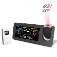 Réveil projecteur, calendrier perpétuel, station météo, prévisions météo, moniteur de température et d'humidité sans fil, électronique de bureau