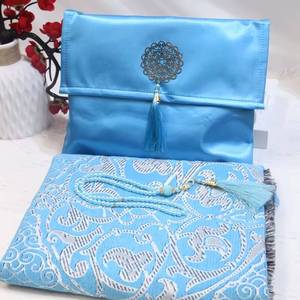 Alfombra de Oración Multicolor con Diseño Floral, de Seda Artificial Brillante y Antideslizante, con Bolsa de Transporte, Suministro al por Mayor para Oriente Medio - Product Image 1