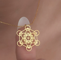 Collier Cube de Metatron Poli Miroir, Pendentif Géométrie Sacrée, Collier Très Vendu