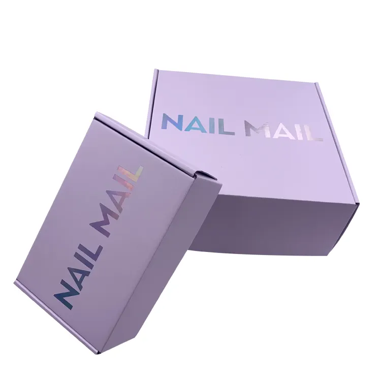 Hologram logo custom corrugated box plain nail tip polish packing gift box with cosmetic press on nails packaging boxes