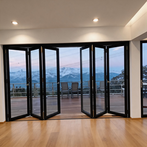 Porte accordéon de balcon, design isolant thermiquement, en alliage d'aluminium et verre trempé, portes pliantes en aluminium pour patio - Product Image 1