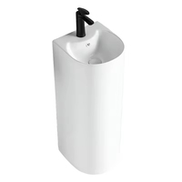 Lavabo sur pied en céramique moderne avec surface facile à nettoyer et support de robinet à trou unique, idéal pour les salles de bain
