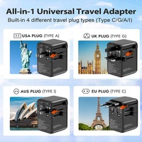 Worldplug 35W PD GaN Chargeur rapide Adaptateur de voyage universel avec câble rétractable Type-C Multi-Plug pour ordinateur portable et écouteurs