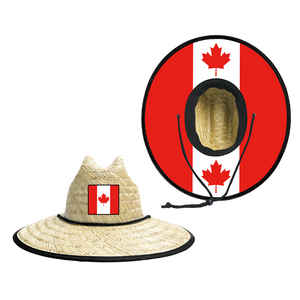 หมวกฟางชายหาดลายธงชาติแคนาดาและเฮติหลากสีสำหรับผู้ชายและผู้หญิงจาก JAKIJAYI ขายส่ง - Product Image 2