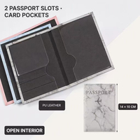 Porte-passeport en cuir PU à imprimé marbré, blocage RFID, avec emplacements pour cartes et portefeuille de voyage fin et léger, pliable en deux, disponible en 9 couleurs
