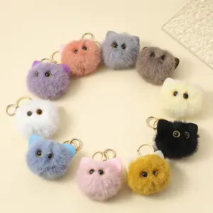 Wholesale Cute Plush Little Monster Keychain Mink Fur Ball Little Monster Pendant Women'S Bag Pendant