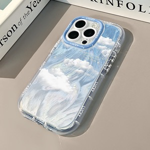 PH587 <span class=keywords><strong>bleu</strong></span> <span class=keywords><strong>ciel</strong></span> et nuages blancs adapté pour <span class=keywords><strong>iPhone</strong></span> 16promax crème plume fil Simple coque de téléphone pour <span class=keywords><strong>iPhone</strong></span> 15 <span class=keywords><strong>11</strong></span>/14 Promax - Product Image 4